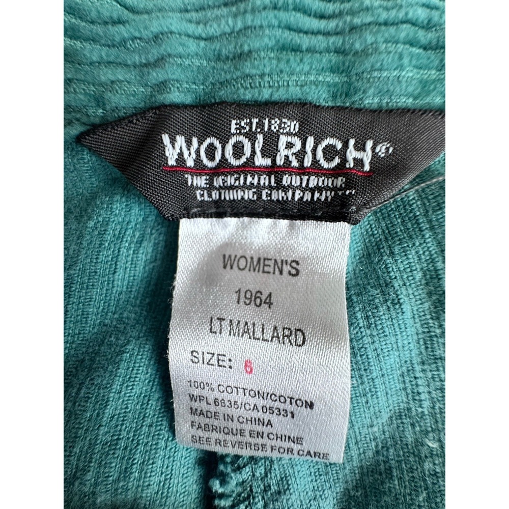 Woolrich Corduroy Pants Womens 6 Green LT Mallard Baggy Fit Zip Fly Y2K - Picture 10 of 12